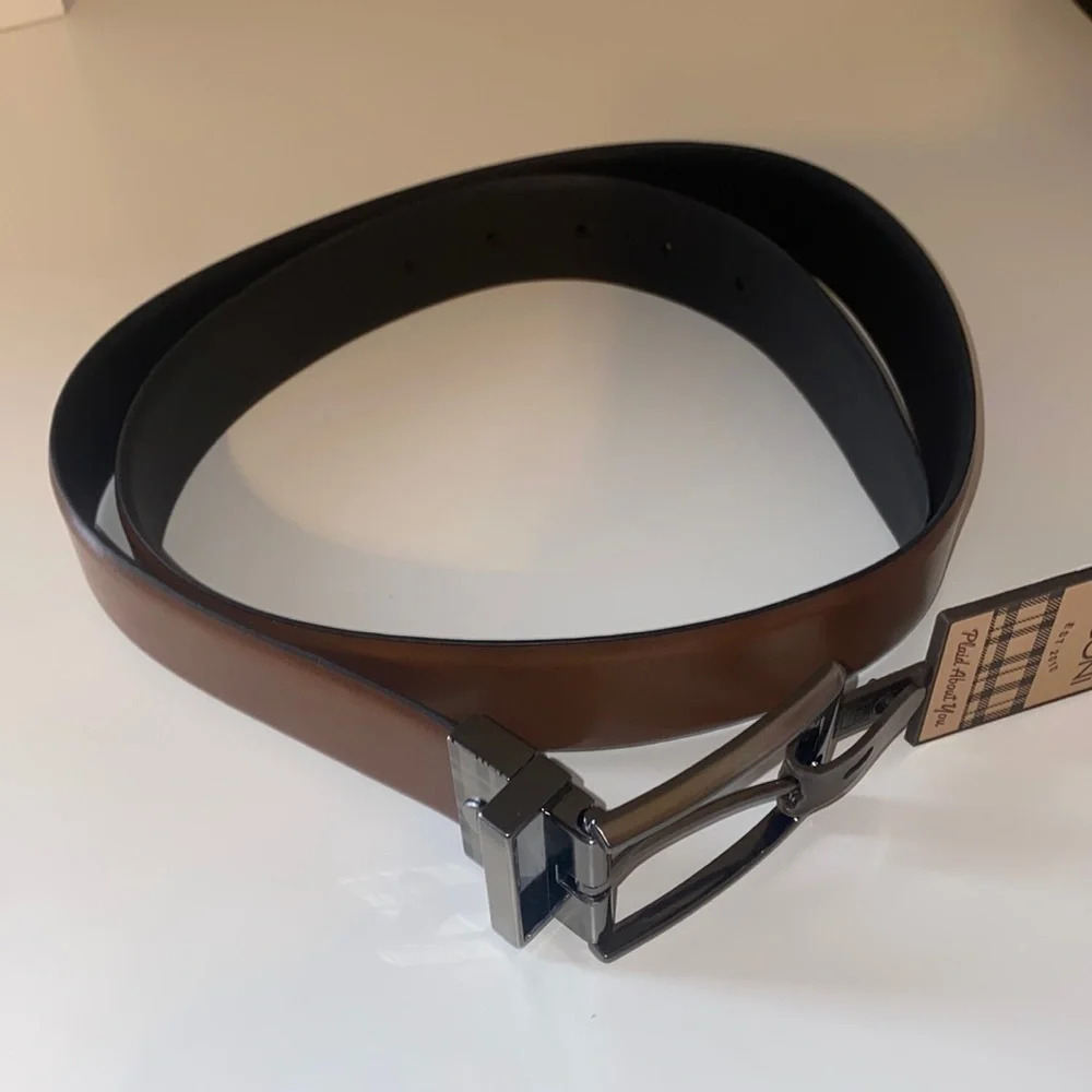 Boconi Reversible Black / Cognac Plaid About You Leather Belt